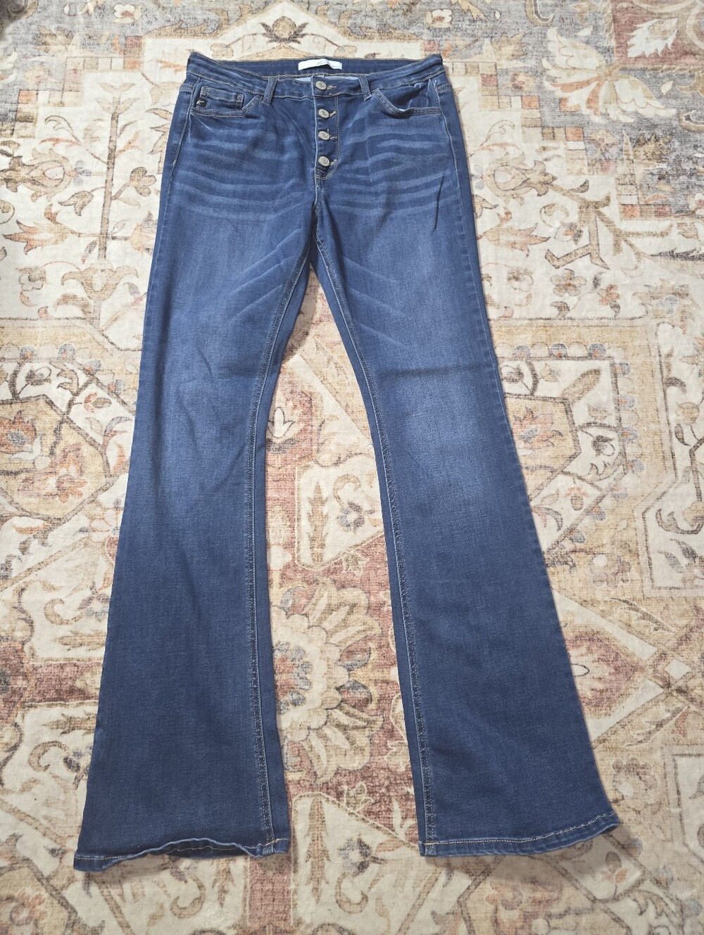 KanCan Dark Indigo Button-Fly Flare Jeans